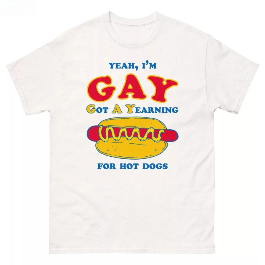 YEAH,I'M GAY GOT A YEARNING Print Short-sleeved T-shirt Unisex Couple Style Summer Harajuku Top Y2k