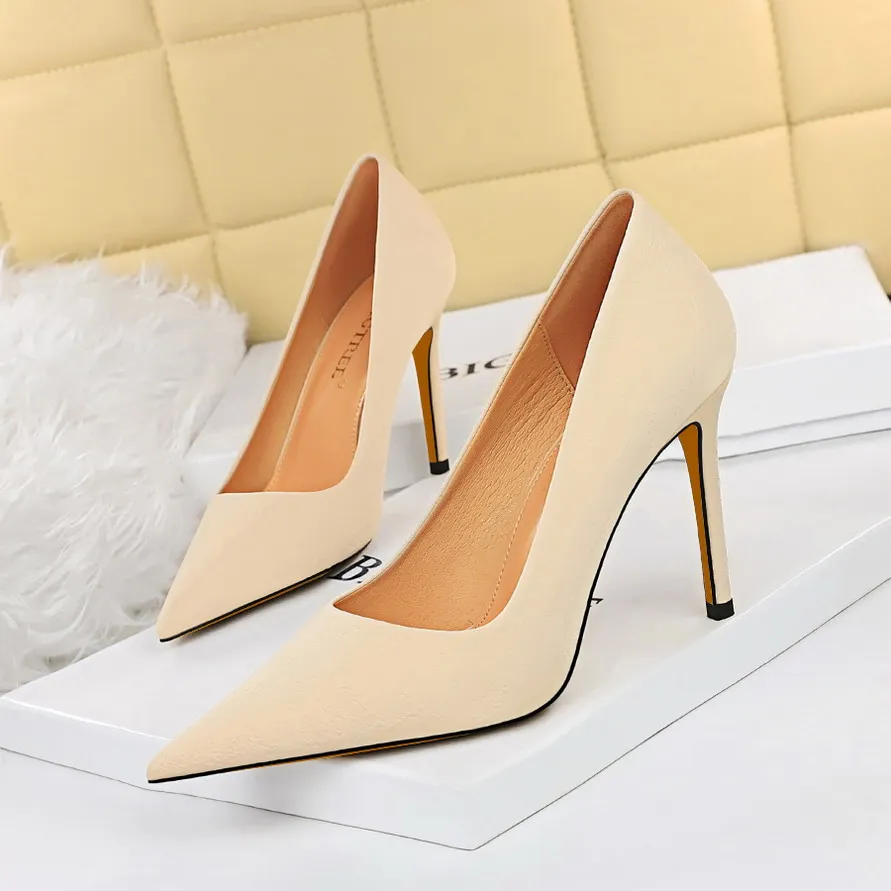 

BIGTREE Pumps Women's Shoes Spring 2022 Trend PU Pointed Sexy Nightclub Stiletto Overheight Retro Fashion Elegant Woman Heels