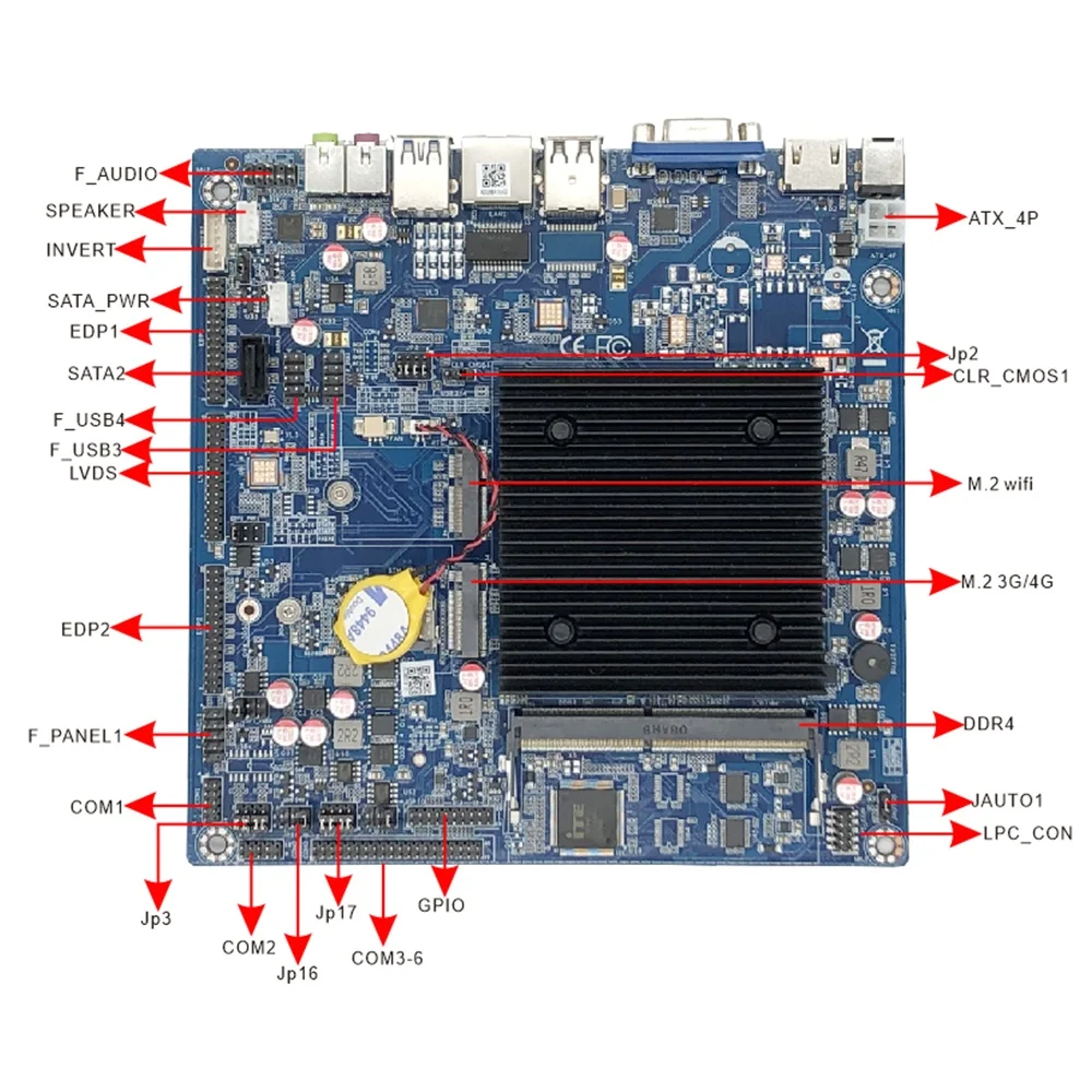 J4125 Industrial PC Motherboard LVDS & EDP PCB Quad Core Mainboard DDR4 Gemini Lake SATA3.0 &M.2 Computer MB