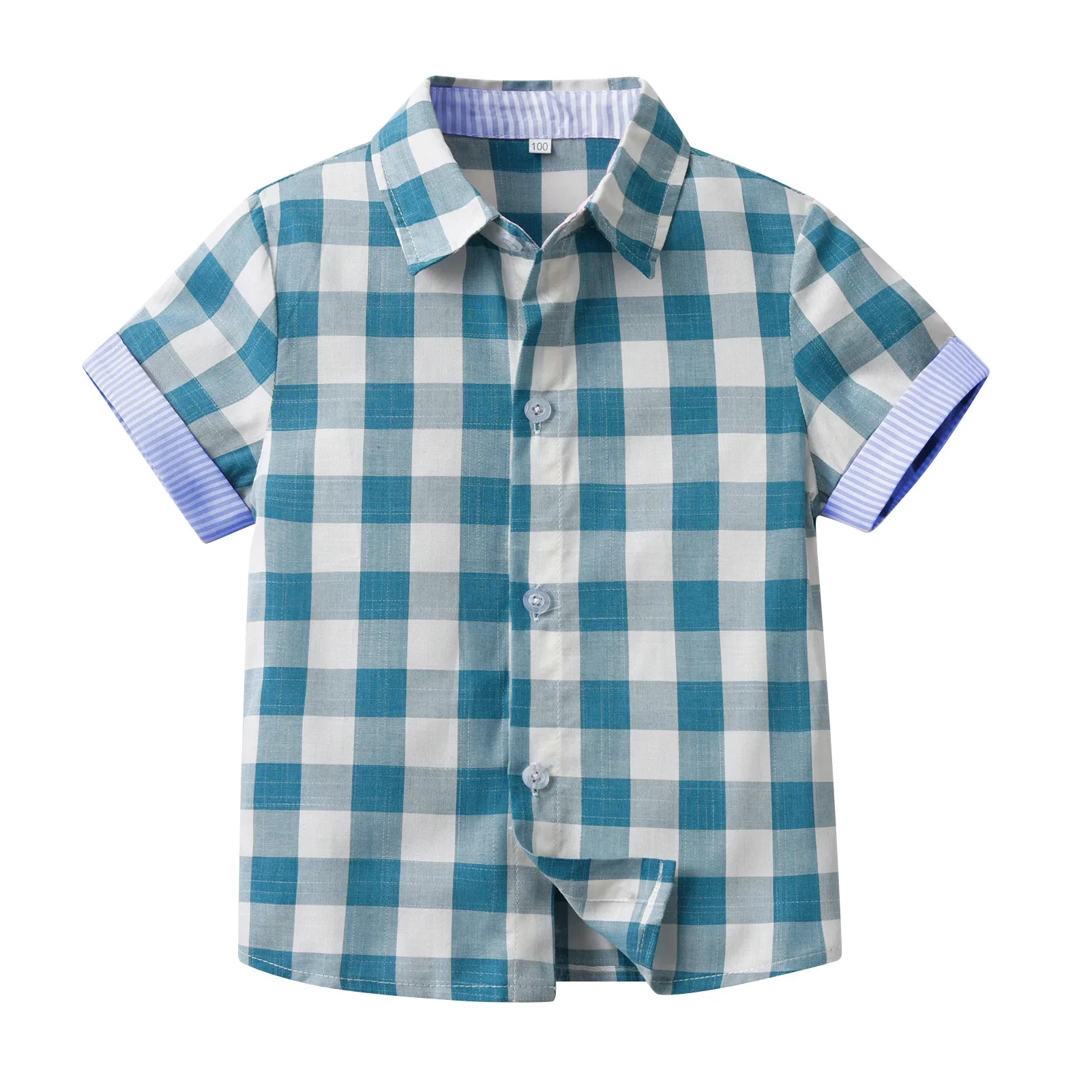 

Summer New Baby Boys Shirts Short Sleeve Tops Stripe& Plaid Shirt Kids Casual Shirts For 1-6 Years Kids