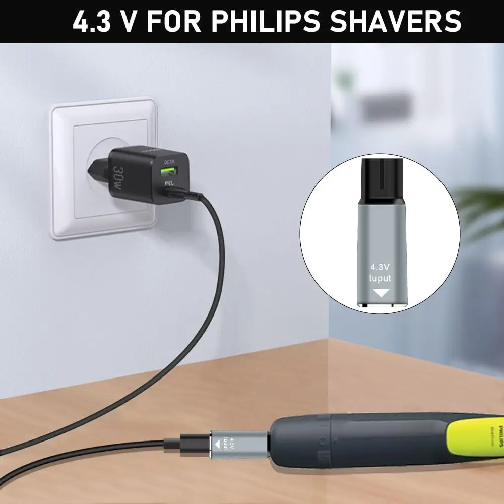 LISI 4.3V Type-C ماكينة حلاقة محول شحن لشركة فيليبس شفرة واحدة QP2520 QP2620 QP2515 QP2510 مع مؤشر الشحن