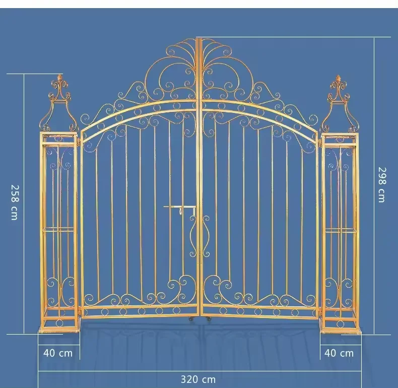Luxury Golden Metal Flower Curve Backdrop Gate Wedding Arch Stand With Curve Backdrop And Grid