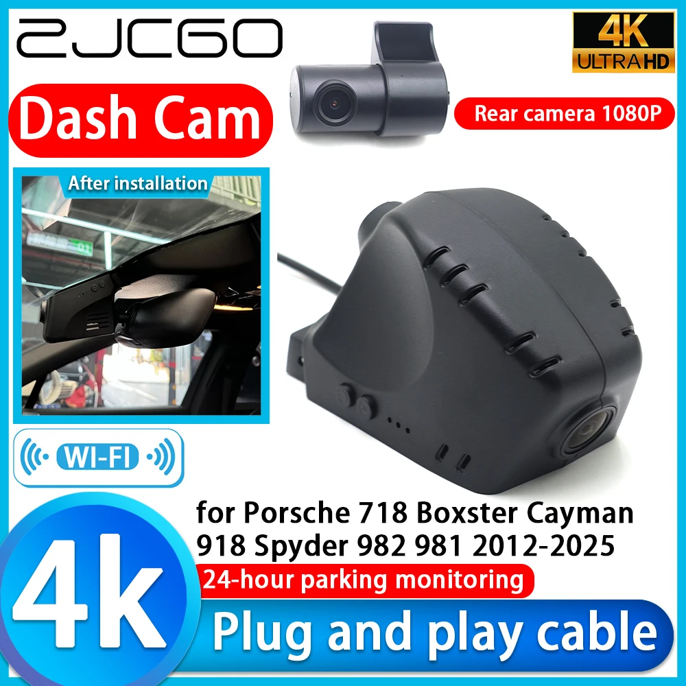 ZJCGO para Porsche 718 Boxster Cayman 918 Spyder 982 981 2012-2025, Cámara DVR 4K UHD para Tablero, Lente Sony, Grabadora de Video