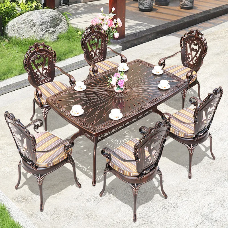 Table and chair villa courtyard garden cast aluminum wrought iron open-air sunscreen balcony terrace leisure combination