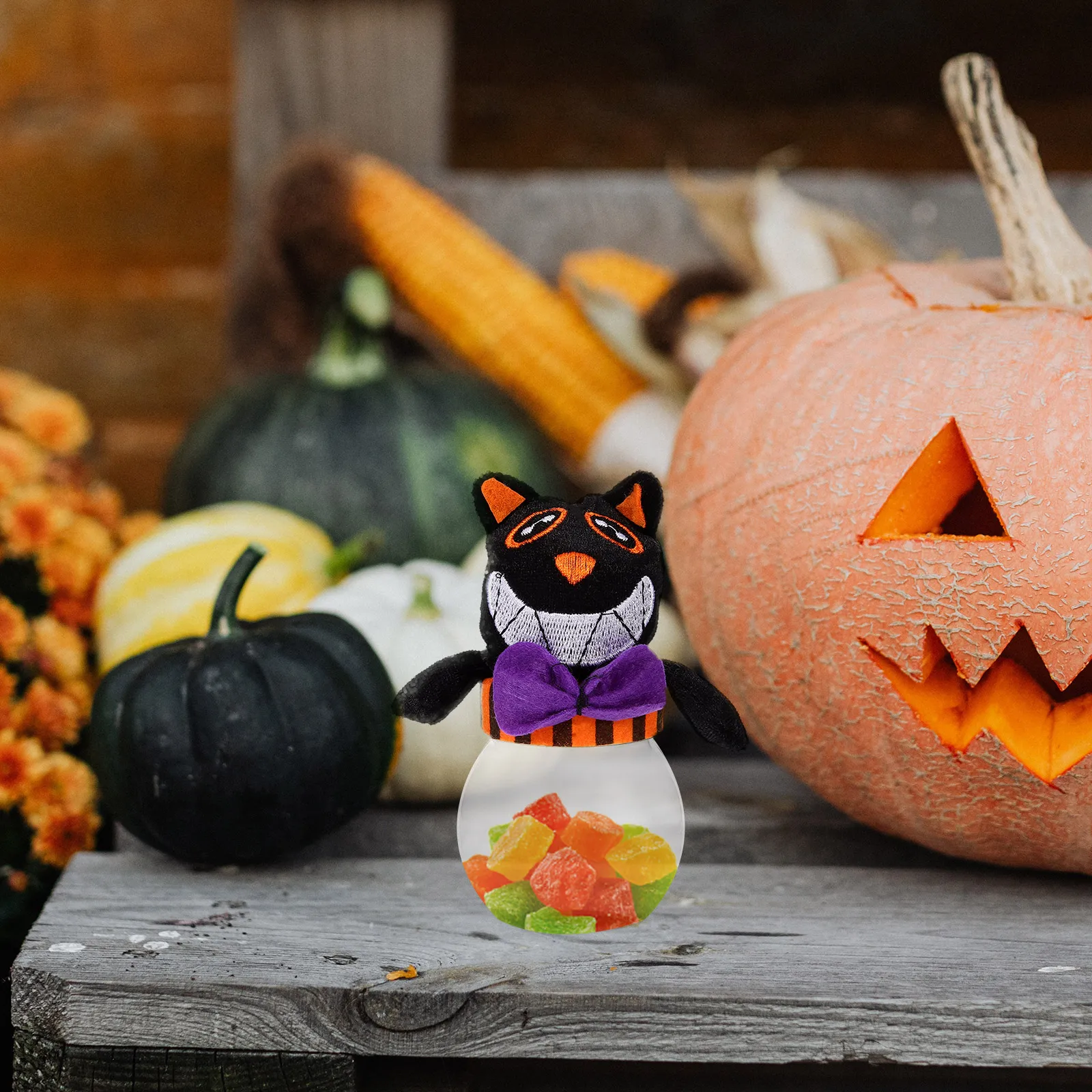 

Halloween Jar Black Cat Theme Gift Boxes Plastic Snacks Case Cookie Jars Party Supplies Storage Container Portable Design