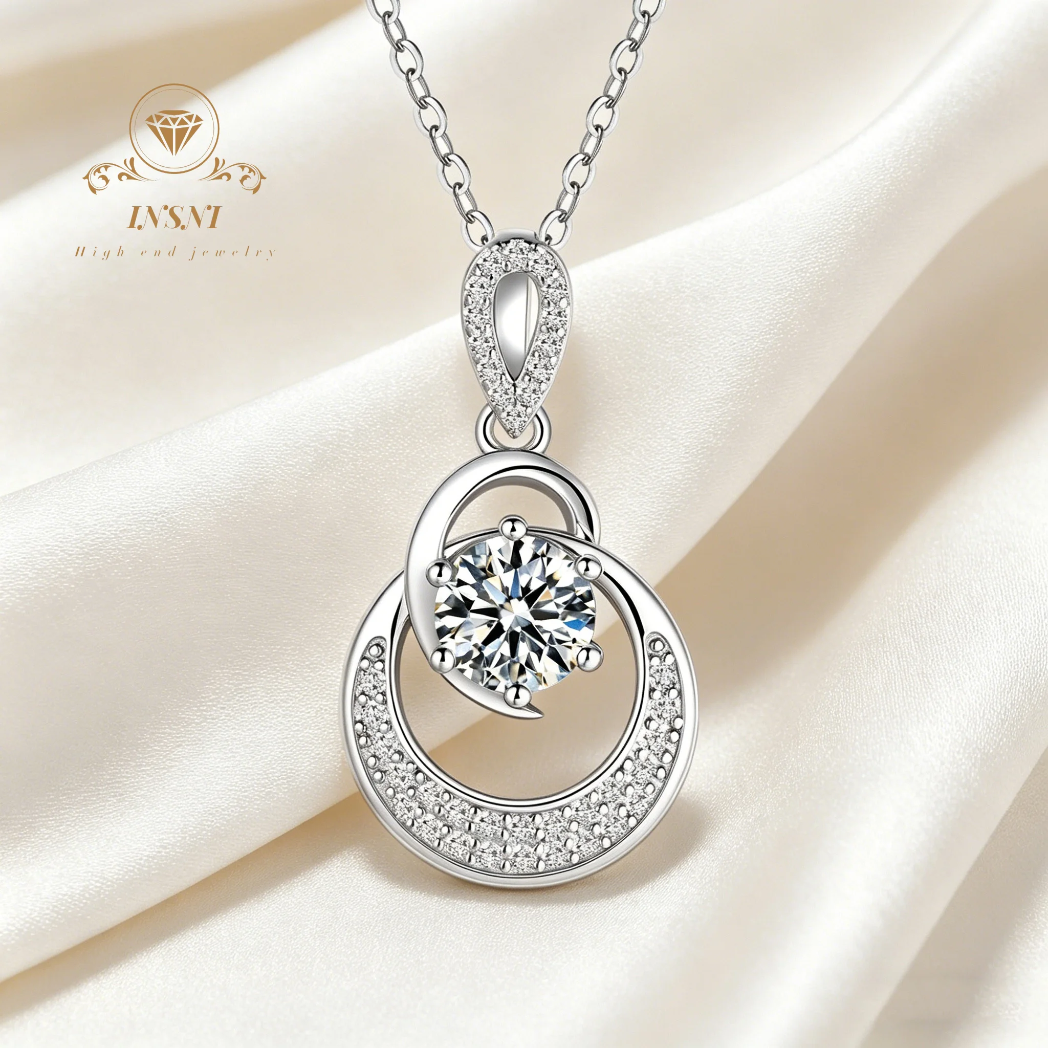 

1 Ct D Color Moissanite Diamond Star Moon Round Pendant Necklace Affordable Light Luxury Jewelry Gift Women Real S925 silver