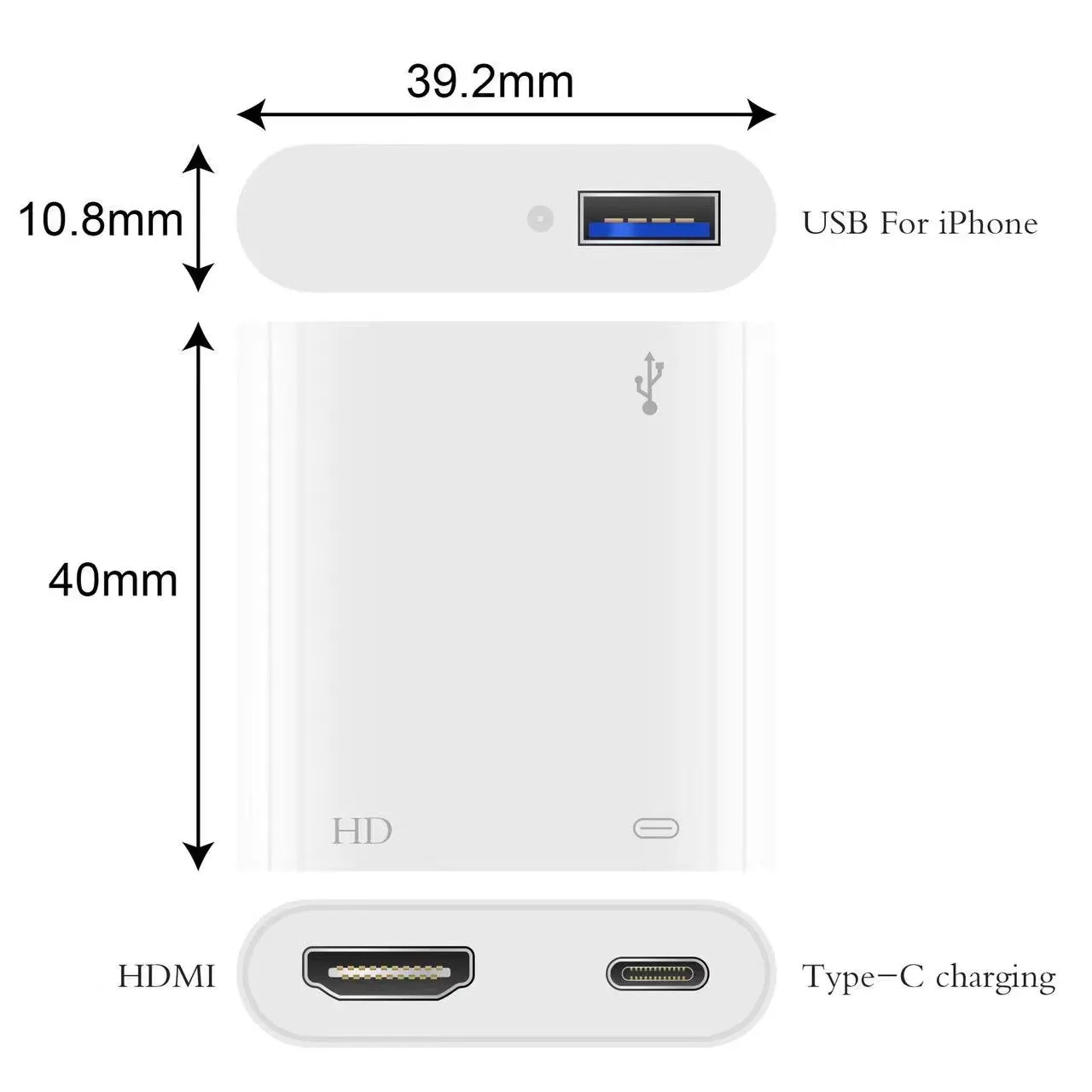 HDMI-Compatible for iPhone 13/12/11/X/8/iPad/iPod to HDTV 1080P HD Digital AV Adapter Sync Screen Converter ,Projector, Monitor