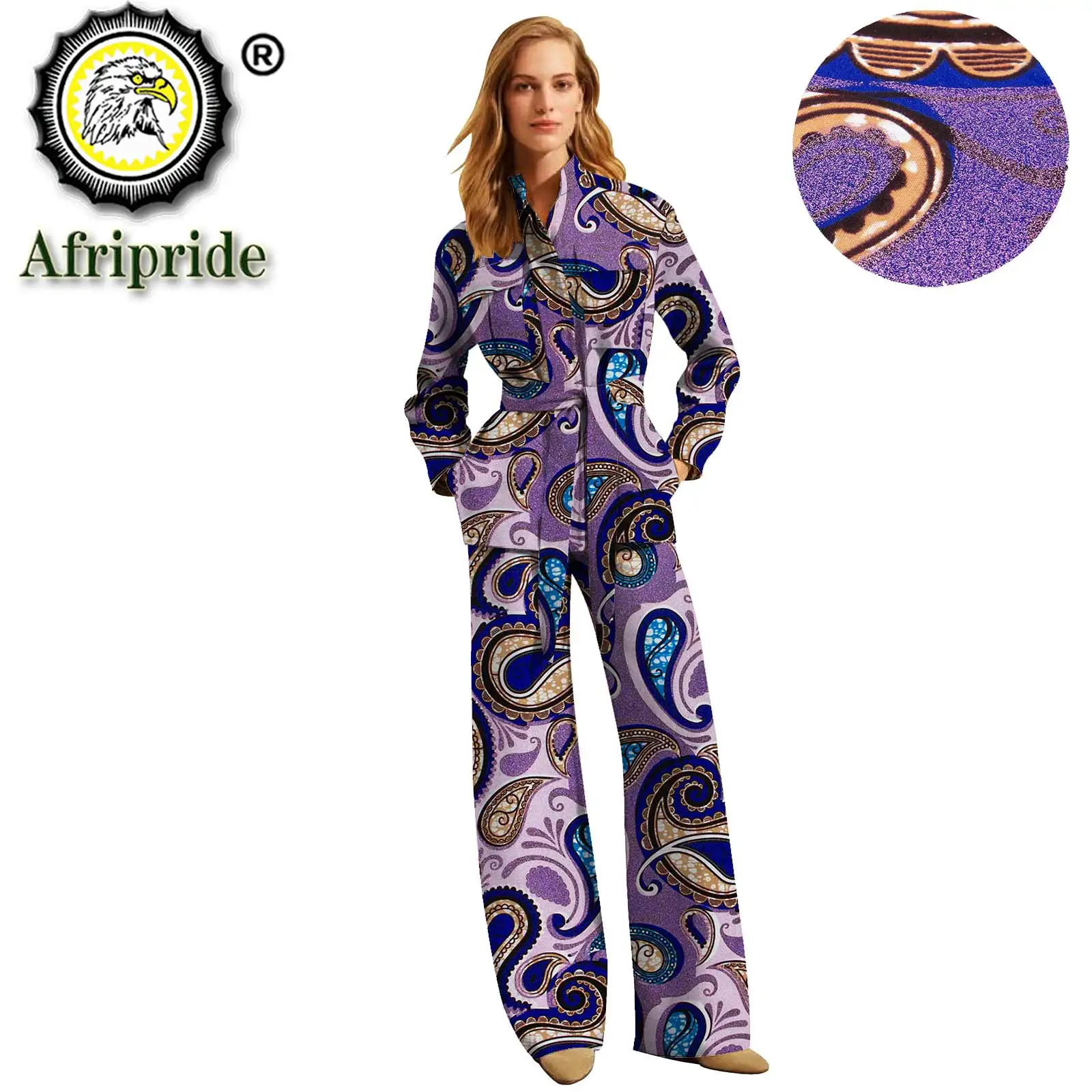 Africa Style for Women Blazers Jackets Two Piece Set Top and Pants Dashiki African Print Clothing with Belt S2026043