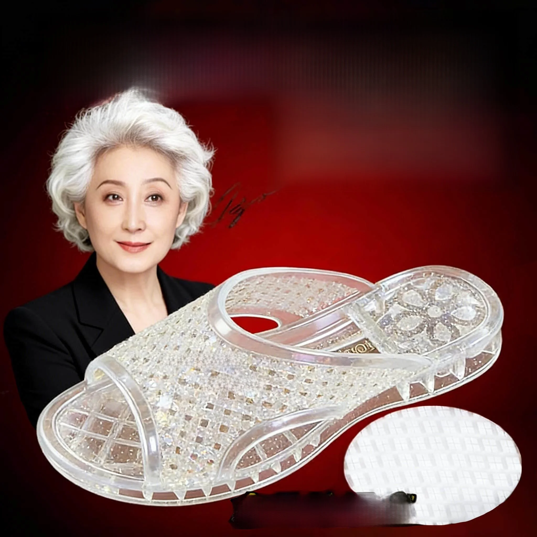 Zapatillas de cristal para personas de mediana edad y mayores, antideslizantes para el hogar y exteriores, cómodas zapatillas de verano de gran tamaño