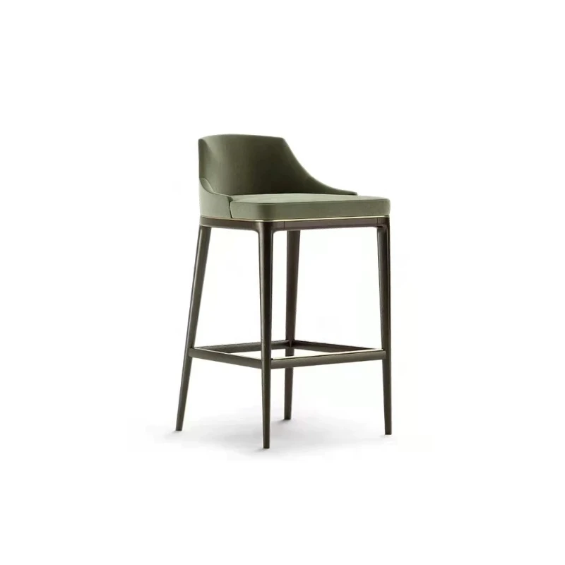 Silla de bar alta de metal, silla de bar nórdica de lujo cómoda para mostrador, silla de bar relajante para interiores con respaldo, muebles para el hogar