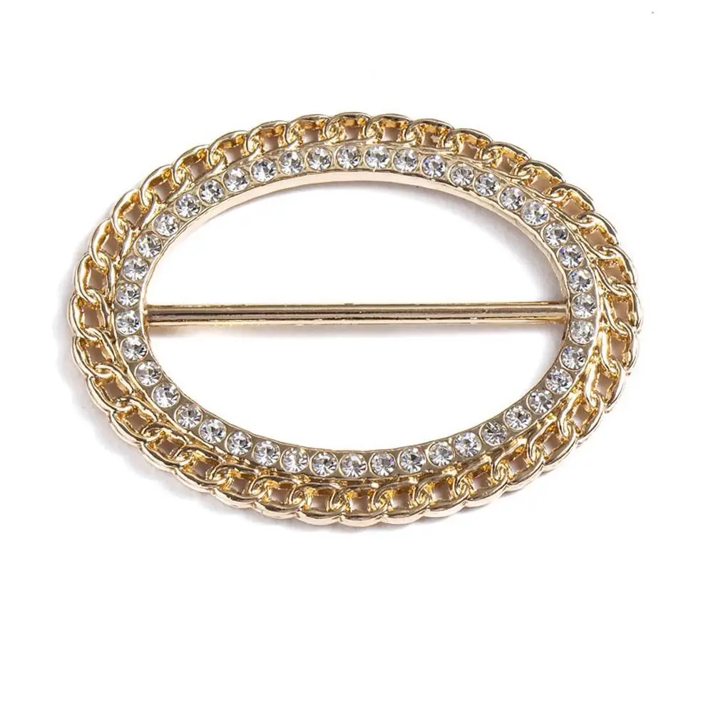 Elegant Women Gift Pearl Round Square Three-ring Brooch Scarf Ring Scarf Buckle Shawl Clip