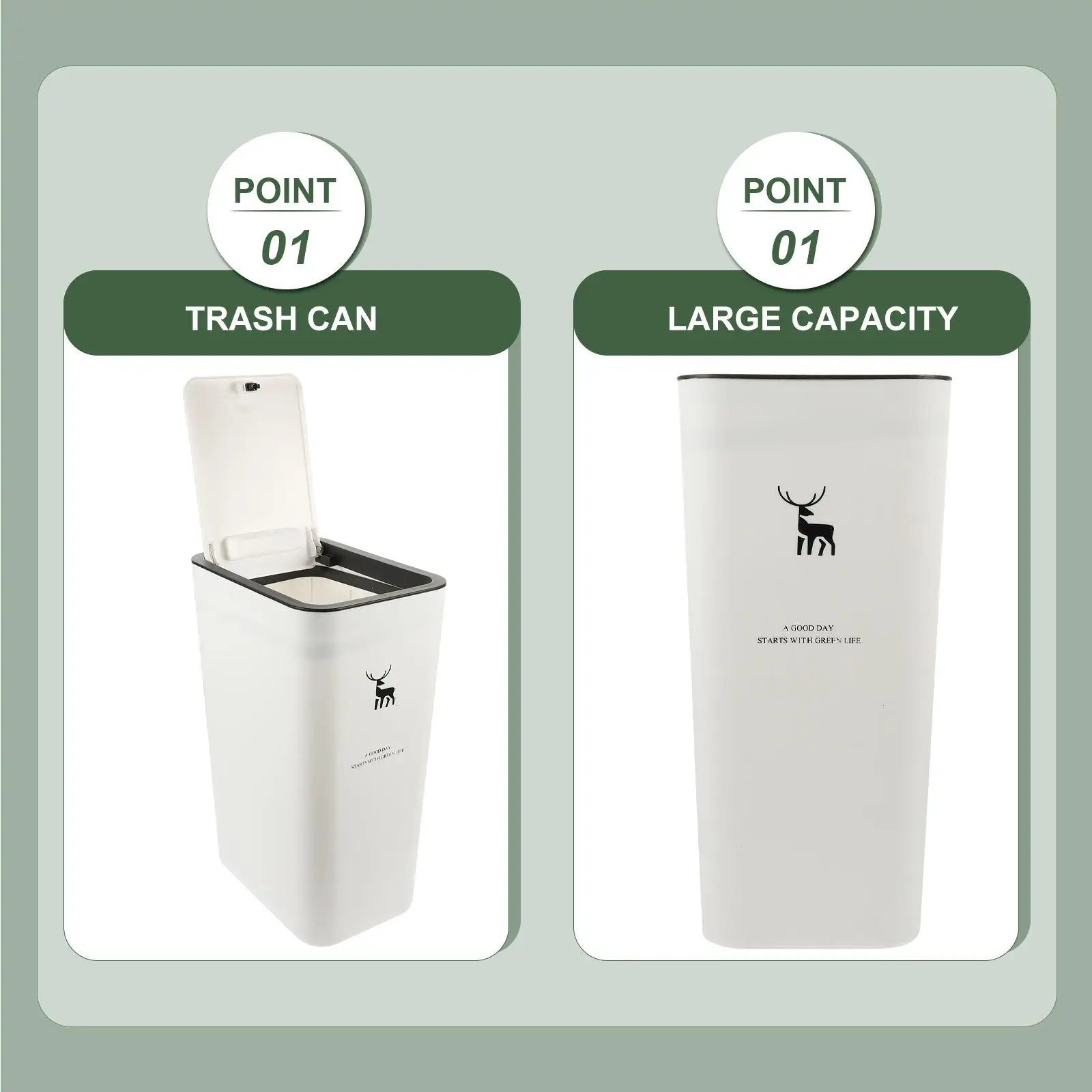 Push Type Trash Can Kitchen Bathroom Trash Can with Lid Garbage Wastepaper Bin