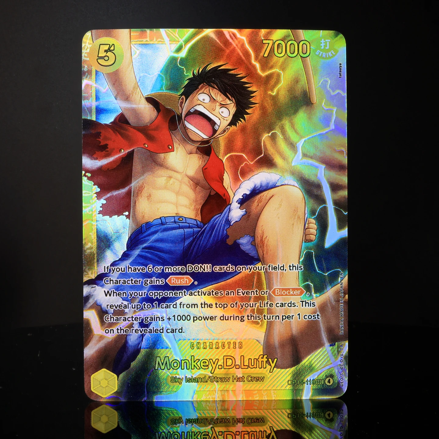 

OP15-119 Luffy SEC Normal One Piece TCG OPCG English Play set 5 Cost Yellow Luffy Textured Foil Card Anime Collectible Cards