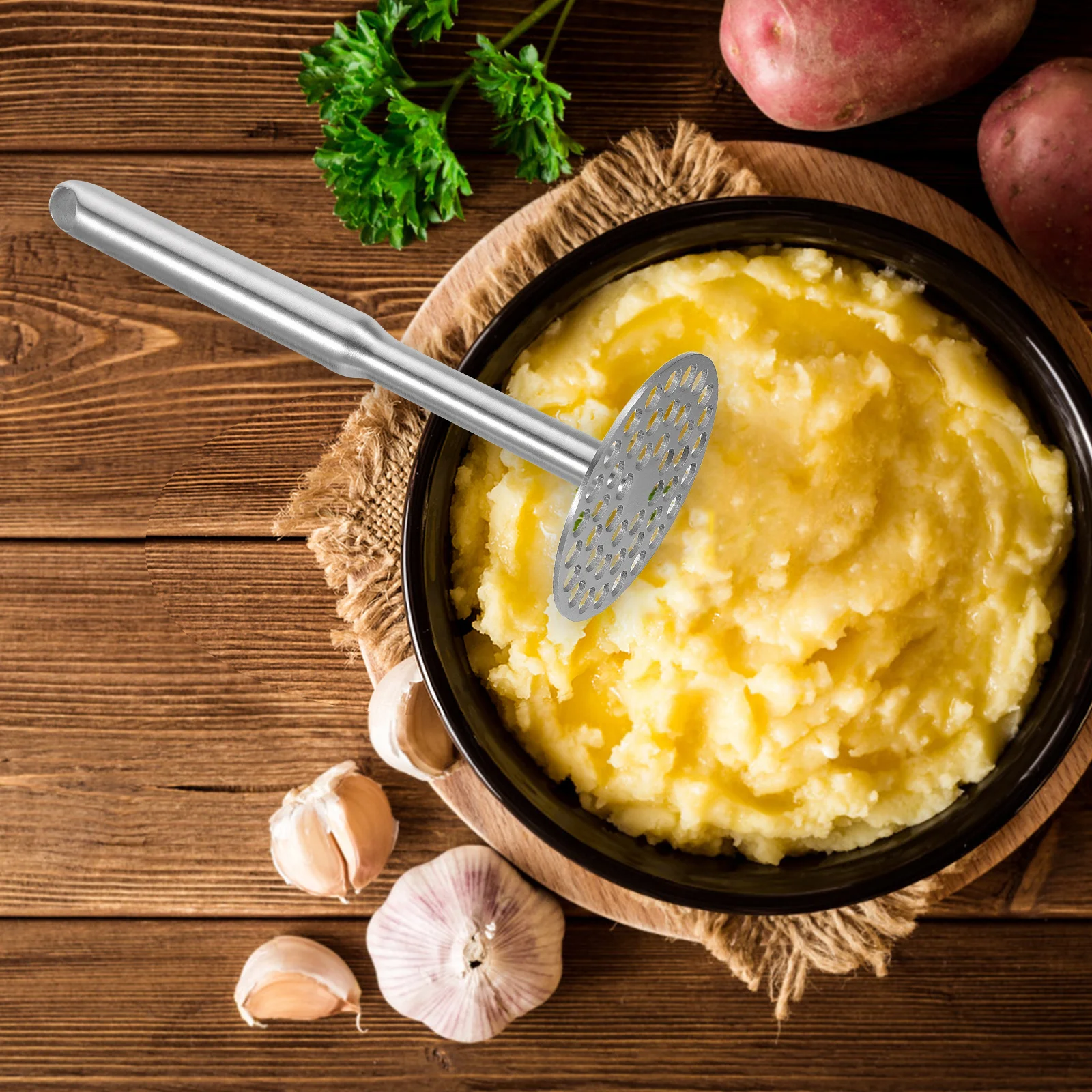 Compact Stainless Steel Potato Masher Tool for Mashed Potatoes Avocado Smashing Beans Crushing Pumpkin Ricer Handheld Vegetable