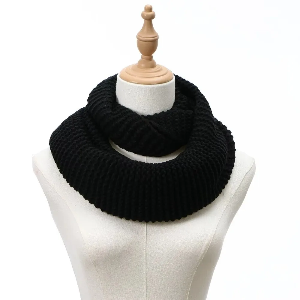 Knitted Material Knitted Ring Scarf Thick Warm Fabric Solid Color Circle Loop Scarf Windproof Design Versatile Wear