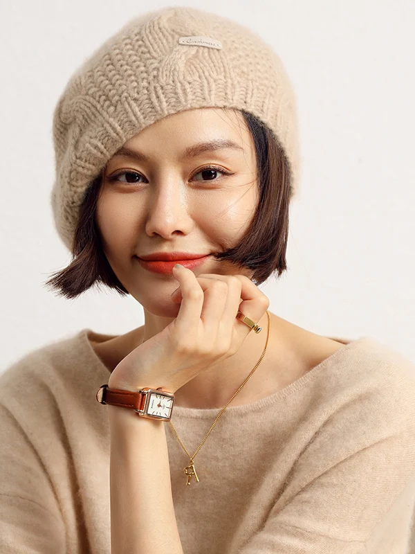 thickened-cashmere-knitted-beret-hat-women's-fashionable-all-match-soft-top-warm-large-head-circumference-woolen-korean-style