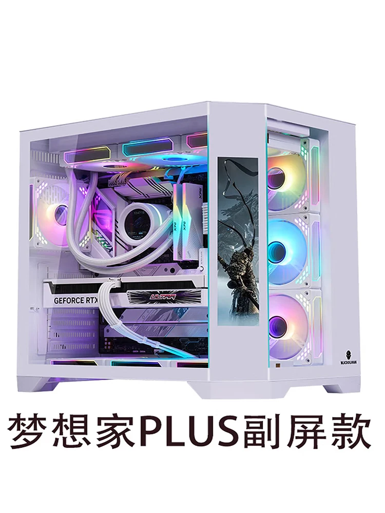 WJCOOLMAN Dreamer PLUS version écran secondaire coque d'ordinateur transparente sur face avec vue sur la mer Support 360 refroidissement par eau