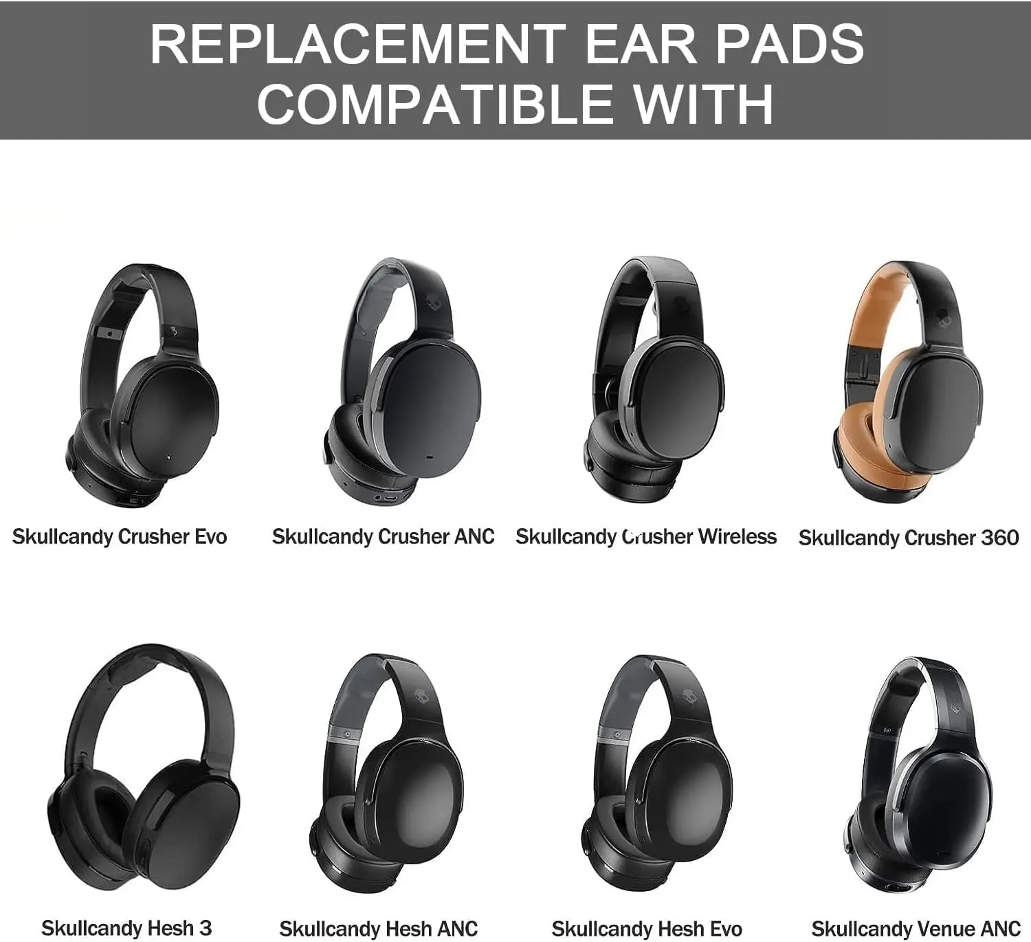 Coussinets d'oreille de remplacement pour Skullcandy Crusher, casque sans fil, Evo, Hesh, ANC, EVO, Crusher ANC, housses de coussins