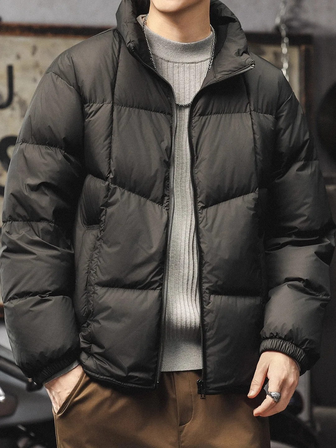 

Мужской зимний теплый ветрозащитный пуховик свободного кроя с застежкой-молнией, безрукавка из пуха, повседневная куртка