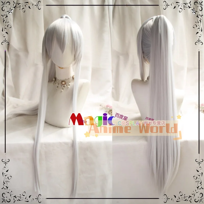 Hakuouki Shinsengumi Kitan Hijikata Toshiro Cosplay Wig White Straight Heat Resistant Synthetic Hair