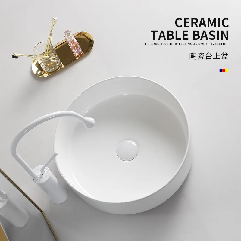 On-stage Balcony wash Ceramic wash Bathroom single Round art Small size basin Household