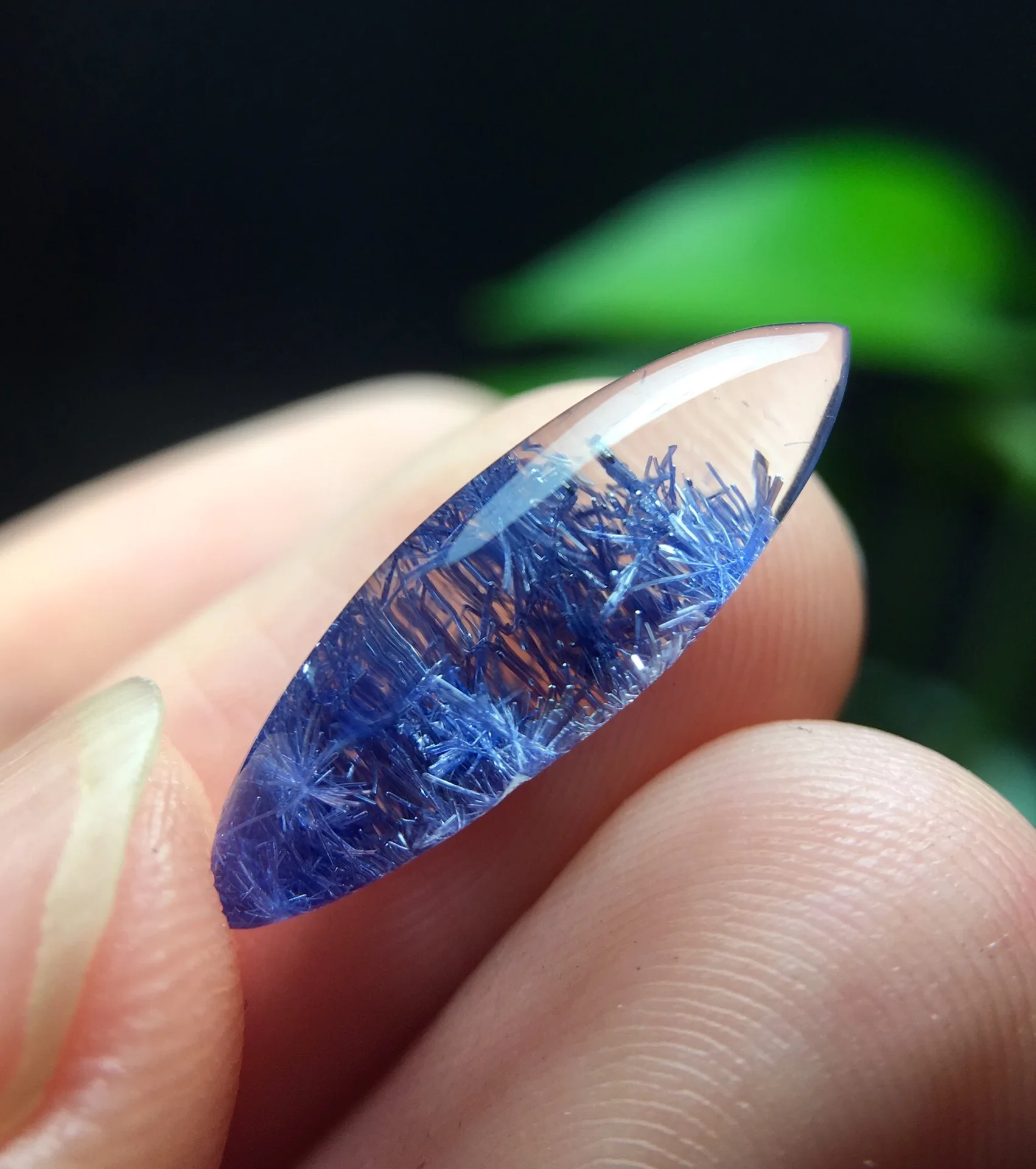 

Natural Blue Rutilated Dumortierite Quartz Pendant 20.4*6.7*5.7mm Clear Flower Necklace Gold Jewelry AAAAAAA