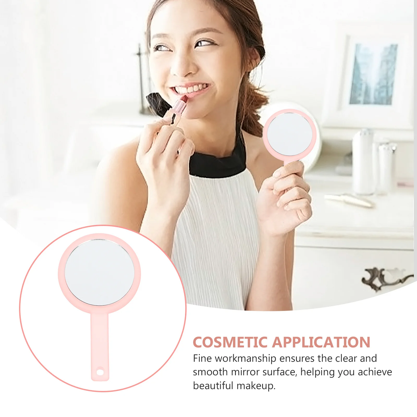

Comfortable Handle Makeup Mirror Portable Handheld Cosmetics Household Simple