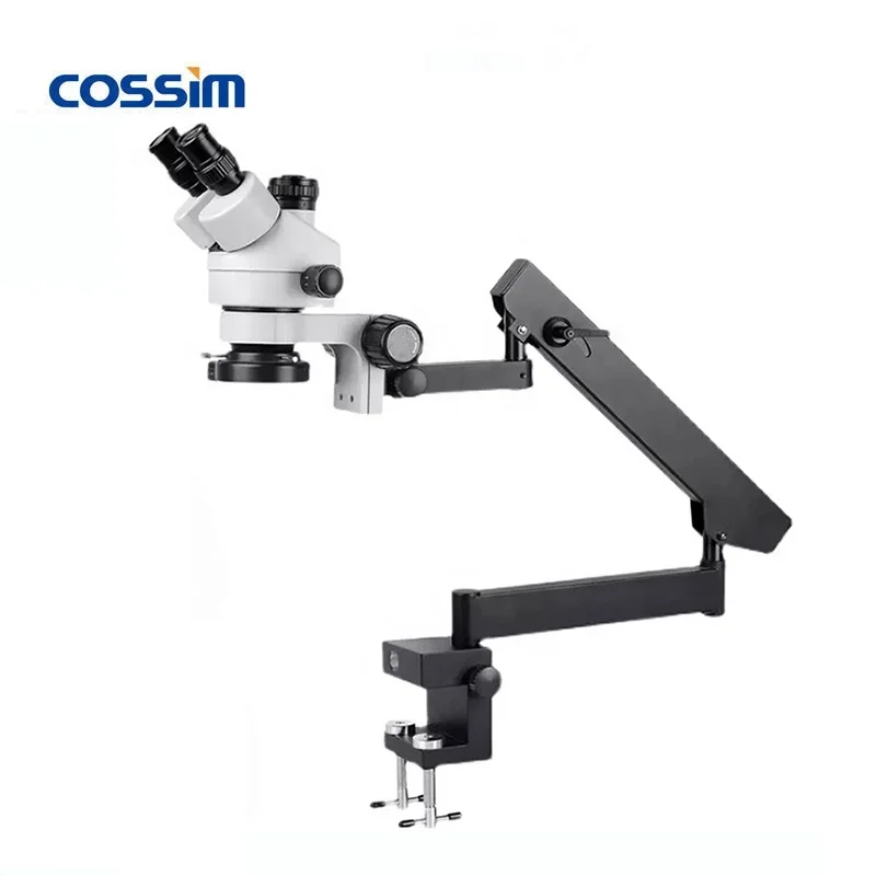 Simul-Focal 7X~45X Zoom Continuous Optical Electron Operating Laboratory Stereo Microscope with 360 Degree Universal Arm