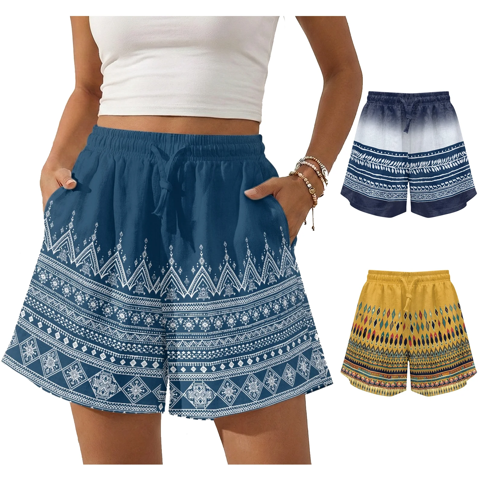 

Women's Casual Linen Shorts Fashion Stripes Women‘s Shorts Summer Outfits High Waisted Lounge Comfy Resort Wear Beach Shorts