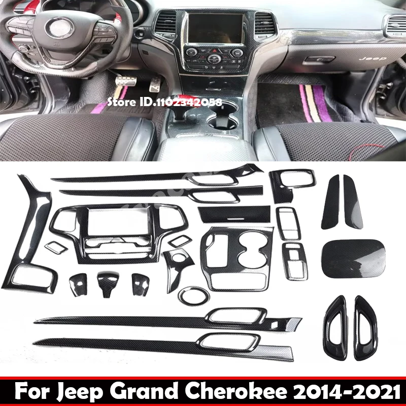 

LHD For Jeep Grand Cherokee 2014-2021 ABS Car Door Handle Gear Shift Panel Cover Sticker Steering Wheel Modification Accessories