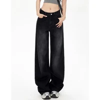 Lady Retro Black Gray High Waist Jeans Pants Women Fashion Straight Leg Denim Trousers Girls Loose Fit Thin Casual Pants - Image 5