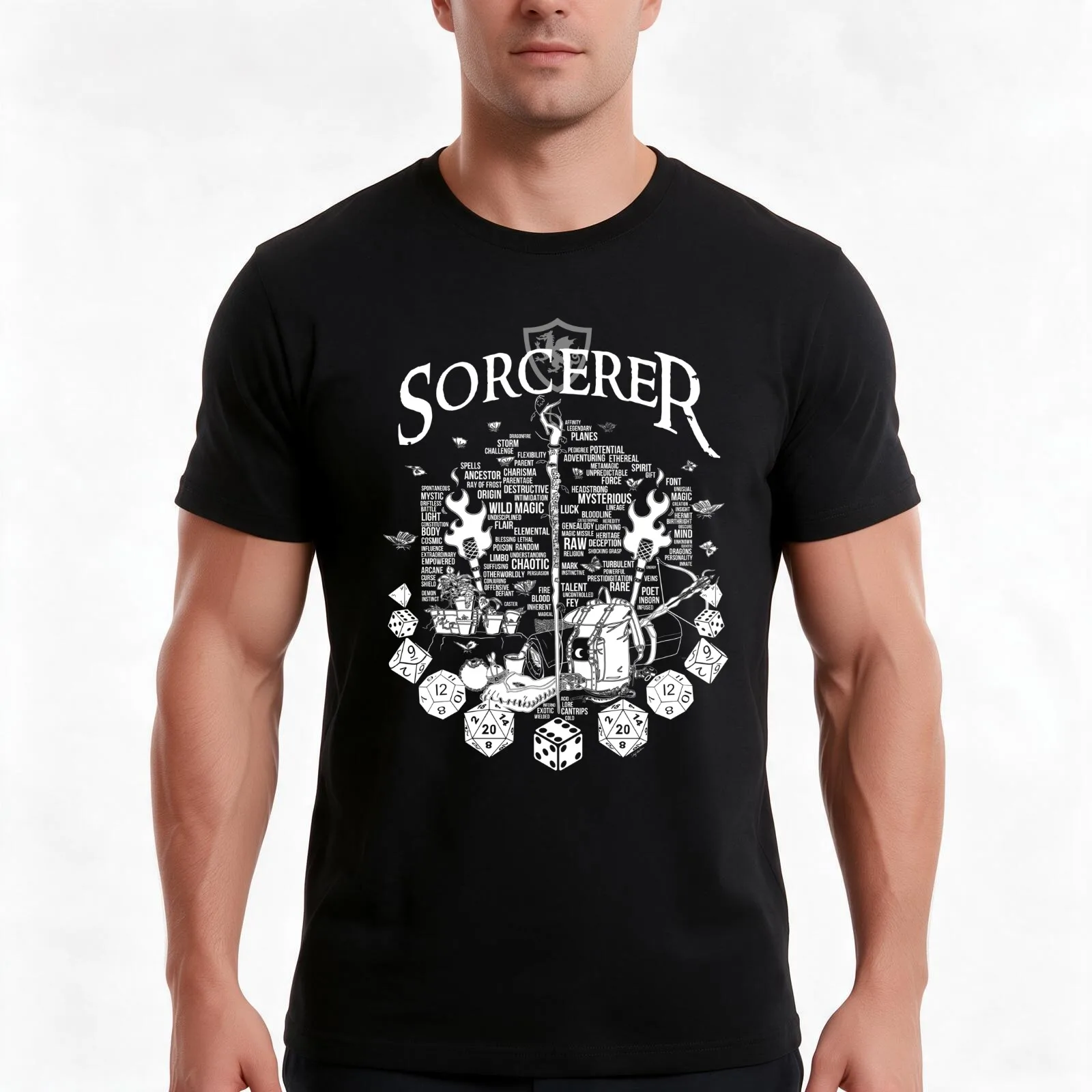 RPG Class Series: Sorcerer - White Version T-Shirt, Summer Casual Cotton Tee, Oversized Streetwear Tops, Vintage Graphic Print