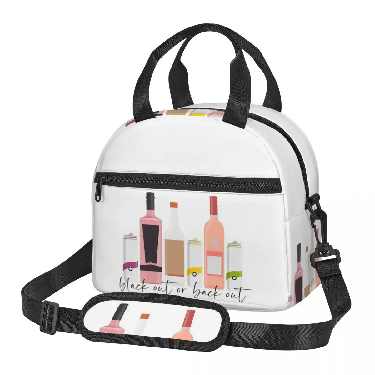 Black Out Or Back Out Lunch Bags Insulated Bento Box Portable Lunch Tote Picnic Bags Cooler Bag for Woman School