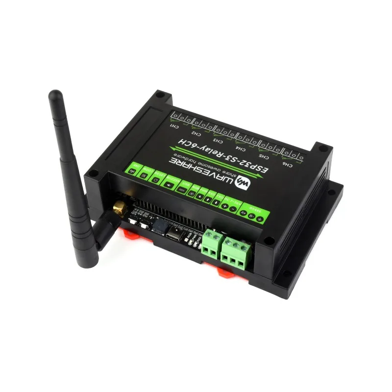 Przemysłowy 6-kanałowy moduł przekaźnika WiFi ESP32-S3, obsługuje sterowanie WiFi / Bluetooth / RS485, wbudowane interfejsy RS485 / Pico HAT