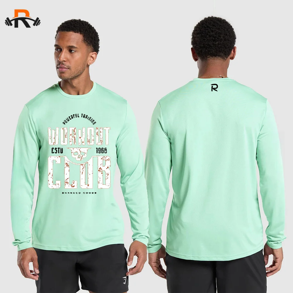 New Men's Long-sleeved T-shirt Shirt, Casual Loose Long-sleeved Fitness Fashion T-shirt Quick-drying Sweat-absorbing Plus Size