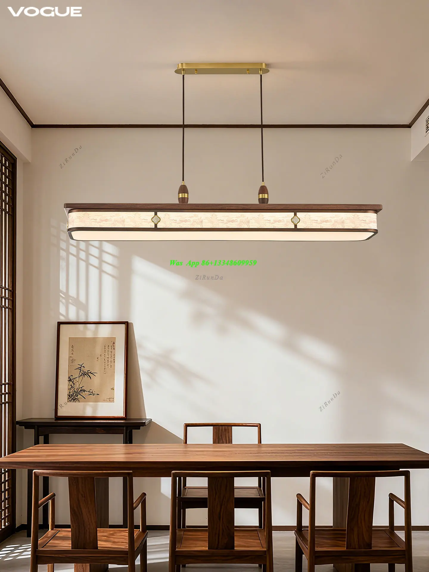 [Palace Que] Song-style Aesthetic Restaurant Chandelier New Chinese Black Walnut Chinese Style Bar Table Tea Room Lamp