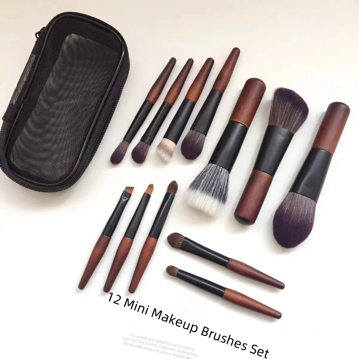 Mini Makeup Brush Brochas Maquillaje 12Pcs Portable Eyeshadow Foundation Powder Bag Travel Daily Cosmetic Kit Mini Makeup Brush