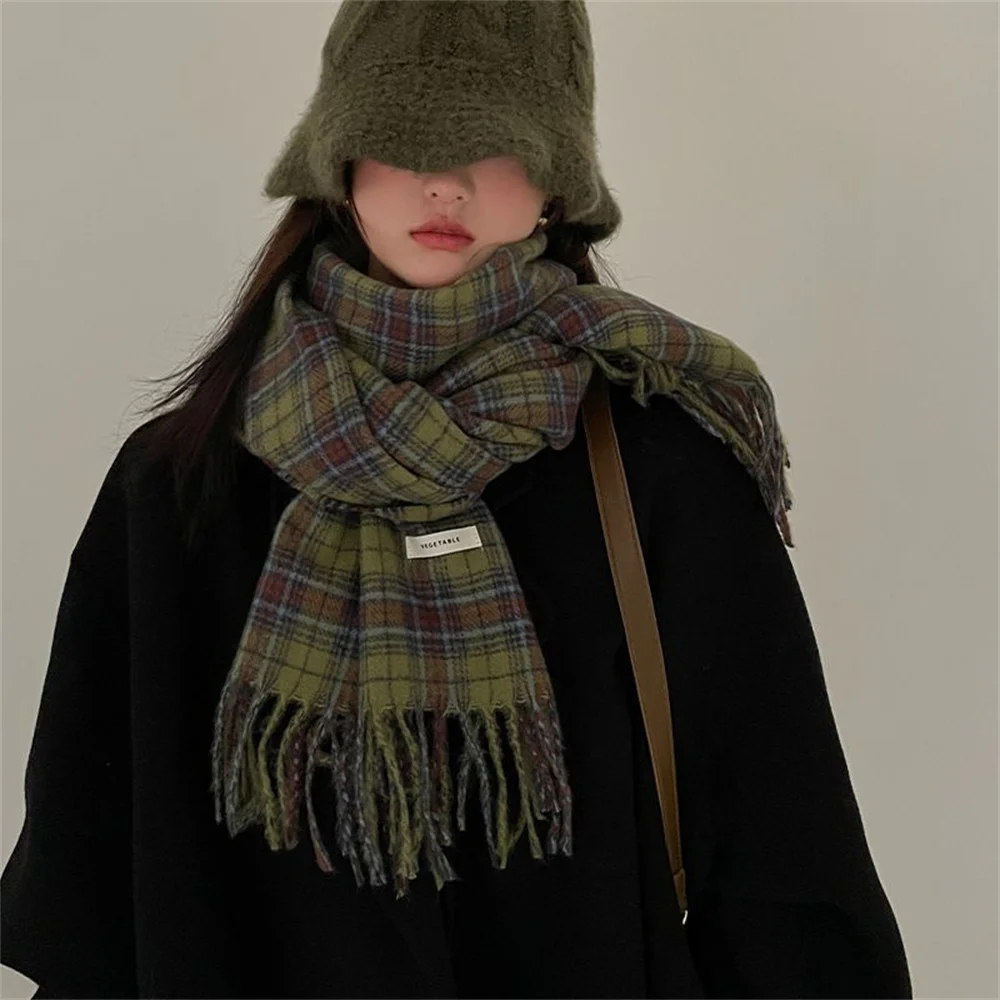 Women\'s Fall Winter Scarf Classic Tassel Plaid Scarf Warm Soft Chunky Large Blanket Wrap Shawl Scarves hat034