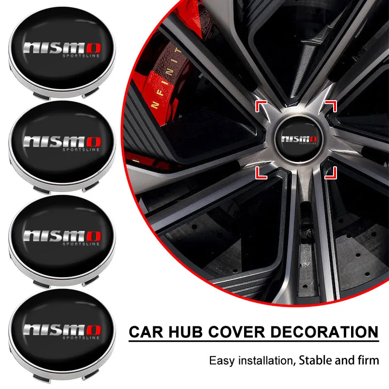 4 Uds 60mm tapa de cubo central de rueda de coche cubierta de llanta emblema pegatina para Nismo Nissan Tiida Teana Qashqai Almera X Trail Juke emblema