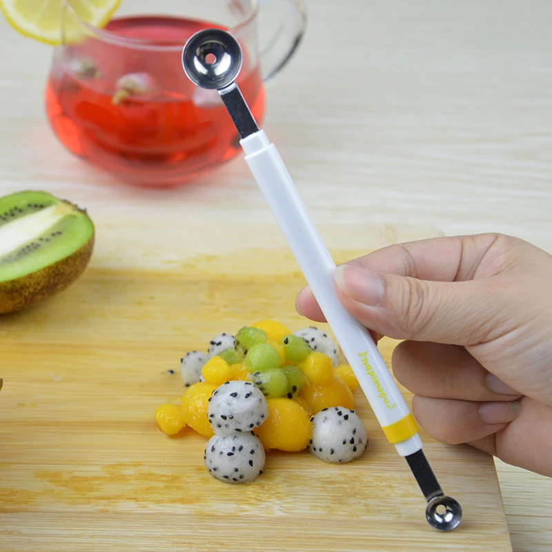 1pc Stainless Steel Double End Melon Baller Mini Apple Digger Ice Cream Scoop DIY Fruit Spoon Kitchen Cooking Gadget Accessories