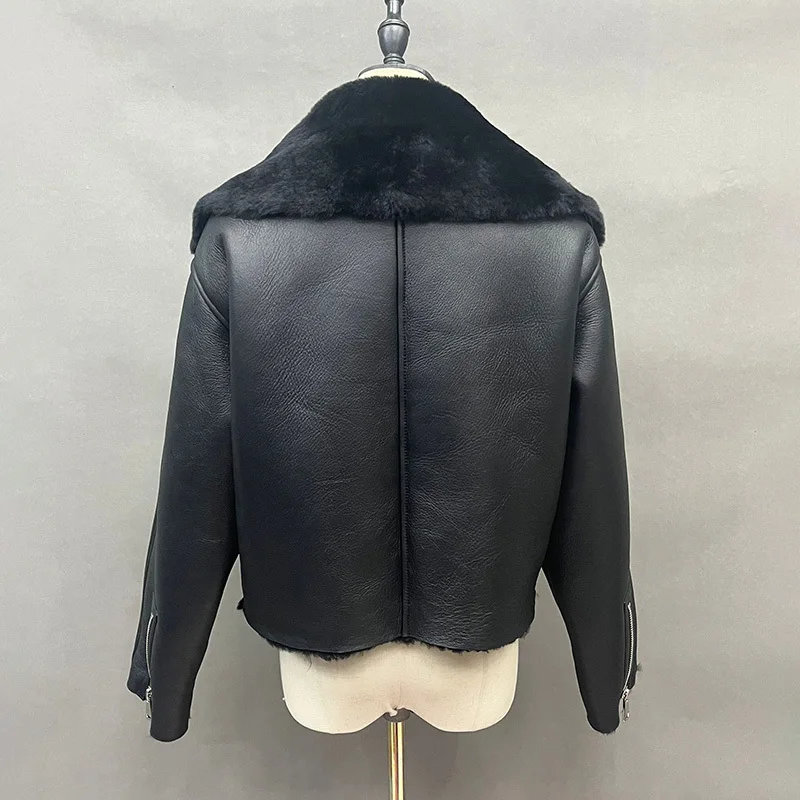 2024 New Design Real Sheepskin Leather Shearling Jackets Luxury Winter Leather Jacket Thick Warm Overcoat