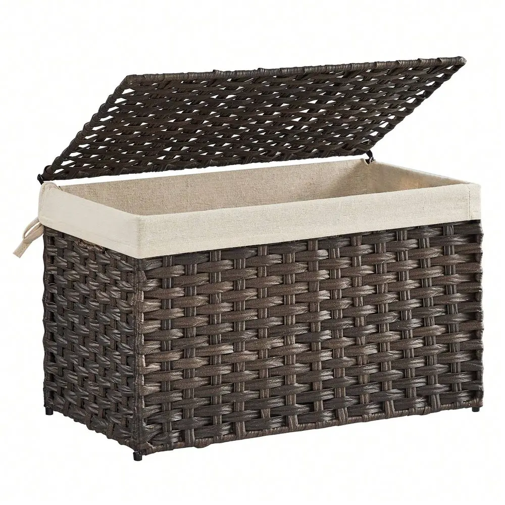 

Laundry Baskets Organization Storage Organization Storage Basket With Lid, 17.2 Gallon 65L Storage Bin, Woven Blanket Storage Ba
