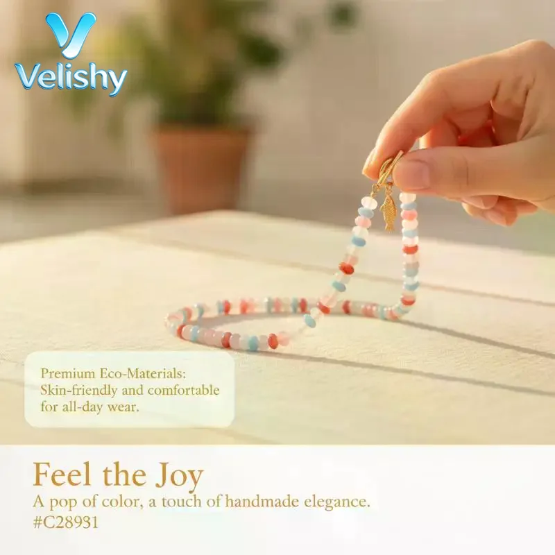 Bohemian Acrylic Beaded Necklace Handmade Colorful Fish Pendant Lightweight Unique Jewelry for Women Travel Accessories