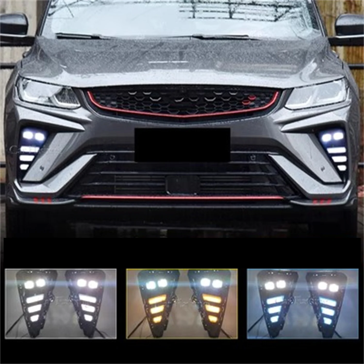 

Car LED DRL Daytime Running Light daylight for Geely Coolray proton X50 21-23 With Yellow Turn Signal and Blue night mode