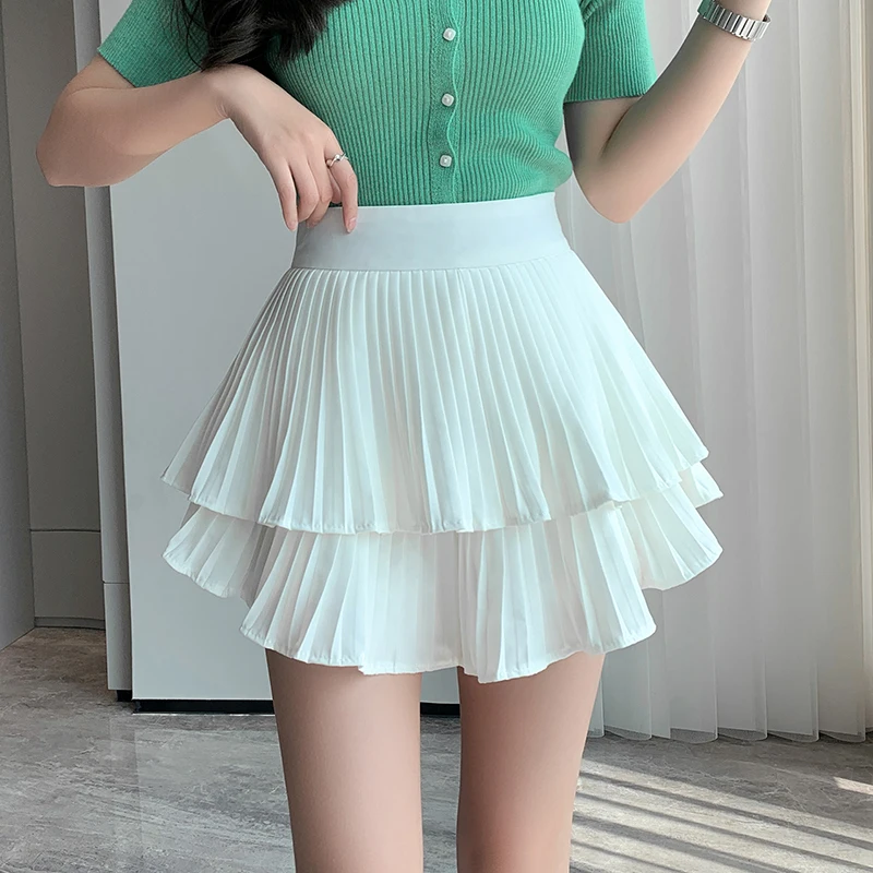 

2023 New Women's Halfskirt Summer High Waist Sexy Nightclub Double Ruffle Skirt Anti wrinkle Breathable Shorts Lining Halfskirt