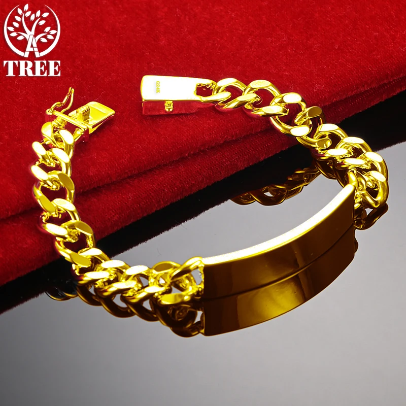 ALITREE 24K Yellow Gold Cuban Chain Bending Plate Bracelet For Woman Man Fashion Party Birthday Wedding Engagement Charm Jewelry