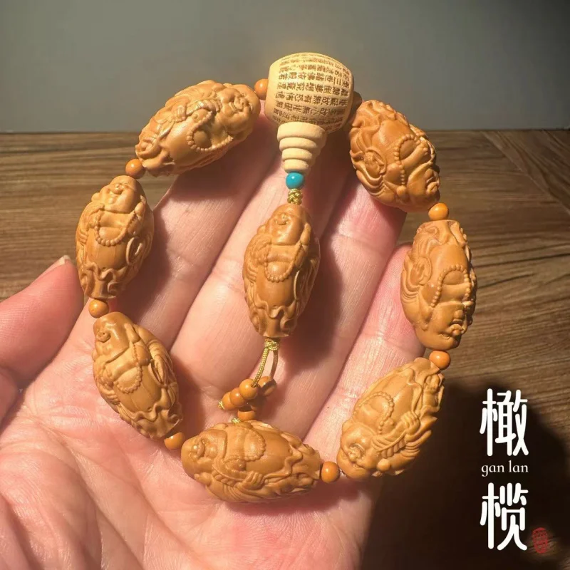 

Olive Nut Bracelet Carved Maitreya Buddha Men's Collectables-Autograph Bracelet Olive Kernel Carving Hand Toy Hand Pieces Bracel