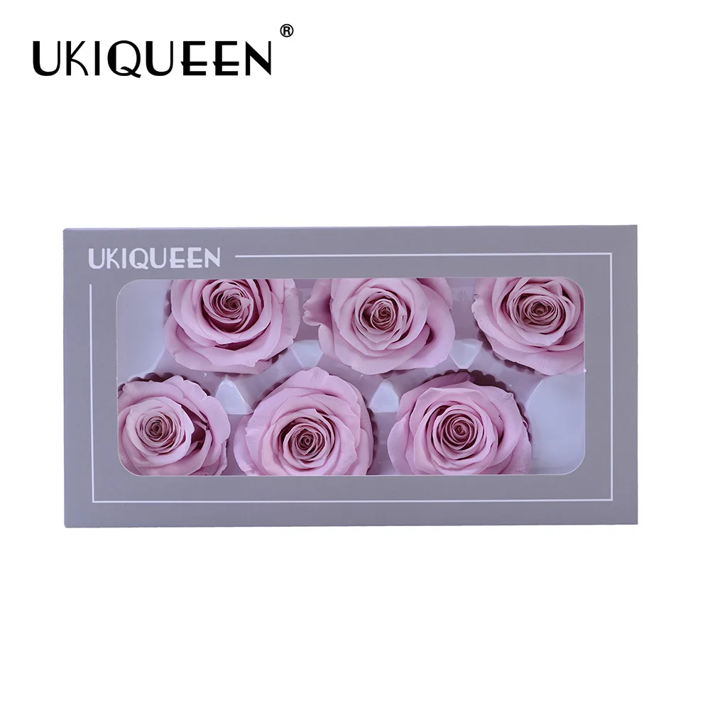 6Pcs/Box B Grade Life Flower 5-6Cm Rose Head Wedding Party Decoration Lover Mother\'S Day DIY Handmade Gift Artificial Flowers
