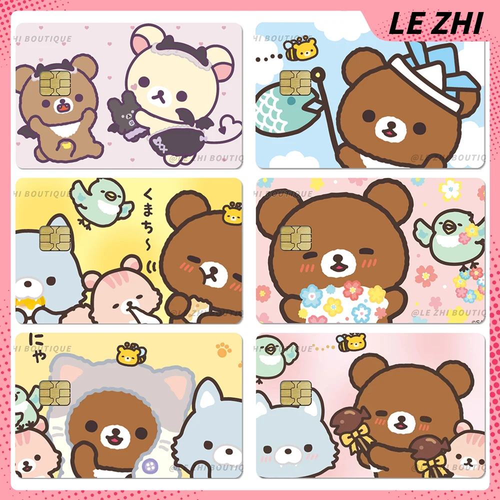 Japan Anime Cute Cartoon Rilakkuma Pvc Credit Debit Card Skin Stickers Bank Bus Access Card Waterproof Small Chip Film Sticker