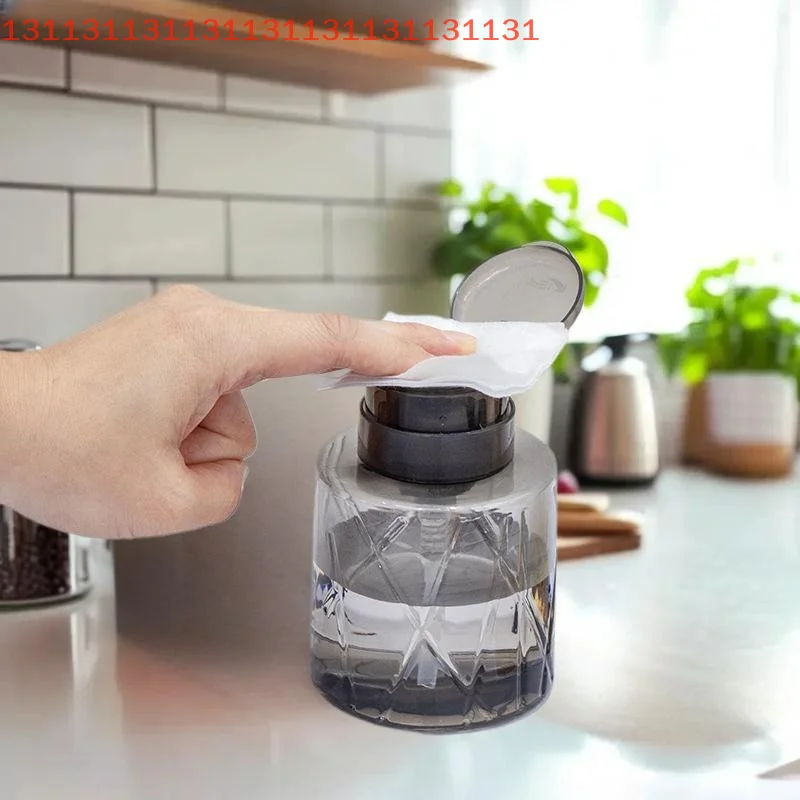 Refillable Lockable Empty Pump Dispenser Nail Manicure Cleaner Makeup Remover Container Press Bottle For Personal Use